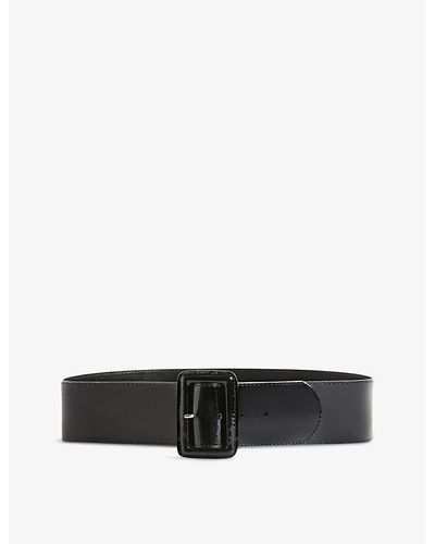 Claudie Pierlot Wide-fit Patent-leather Belt - Black