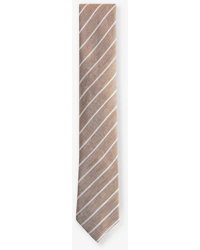 Ted Baker Niels Pin Stripe-pattern Linen And Silk-blend Tie - White