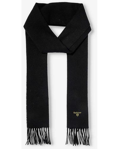 Barbour Brushed-texture Tasselled-trim Wool Scarf - Black