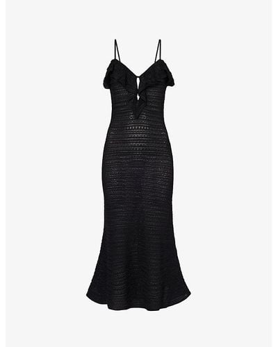 Self-Portrait Sleeveless Cut-out Knitted Mini Dres - Black