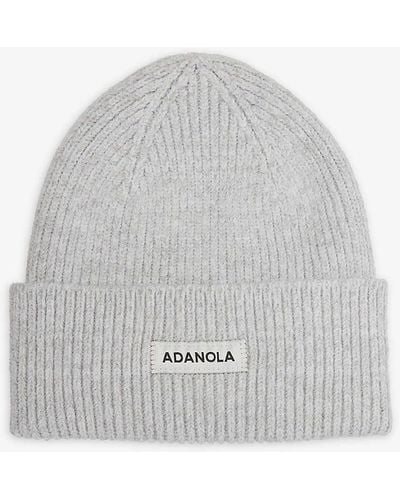 ADANOLA Folded-brim Brand-patch Knitted Beanie - Grey
