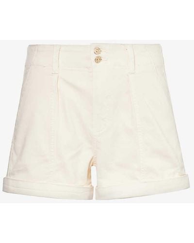 PAIGE Brooklyn Turn-up Cuff Mid-rise Cotton-blend Denim Shorts - Natural