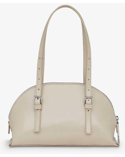 Whistles Hartley Leather Mini Bowling Bag - Natural