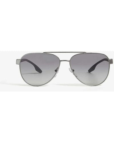 Prada Linea Rossa 54ts Aviator Sunglasses - Metallic