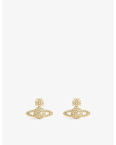 Vivienne Westwood Bas Relief Brass And Cubic Zirconia Earrings - Natural