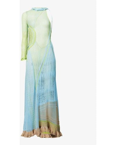 Roberta Einer Bianca One-sleeve Knitted Maxi Dress - Blue