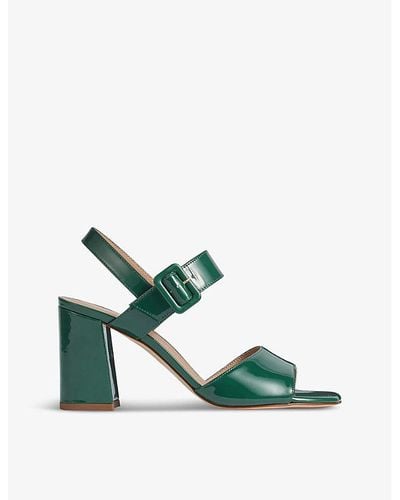 LK Bennett Rae Block-heel Patent-leather Sandals - Green