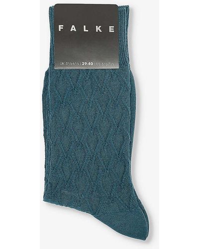 FALKE Classic Tale Logo-print Cotton-blend Knitted Socks - Blue