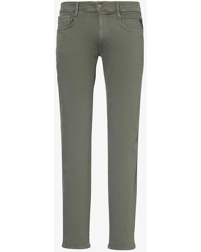 Replay Anbass Xlite Straight-leg Slim-fit Stretch-denim Blend Jeans - Green
