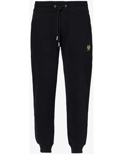 Belstaff Brand-patch Tapered-leg Cotton-jersey jogging Botto - Black