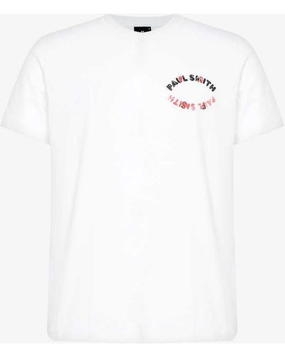 PS by Paul Smith Happy Oval Brand-print Cotton-jersey T-shirt - White