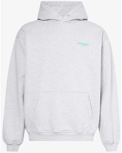 Represent Owners' Club Slogan-print Relaxed-fit Cotton-jersey Hoody - White