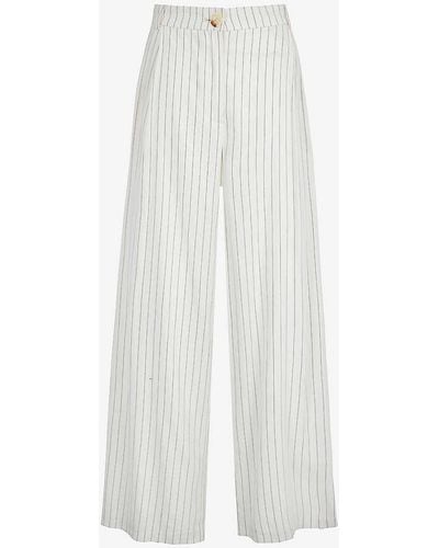 ALIGNE Hainault Pinstripe Wide-leg Mid-rise Stretch-woven Trousers - White