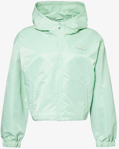 Sporty & Rich Brand-patch Hooded Shell Windbreaker Jacket - Green