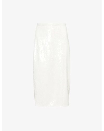 Theory Sequin-embellished Slim-fit Recycled-polyester Midi Skirt - White