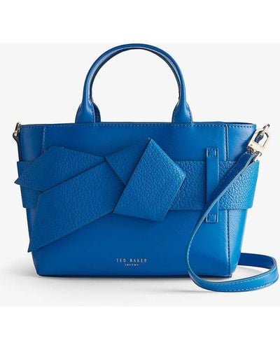 Ted Baker Jimisie Knot-embellished Faux-leather Hand Bag - Blue