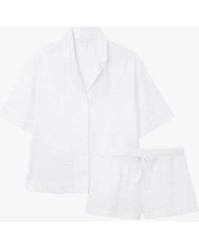 The White Company The Company Relaxed-fit Short-sleeve Seersucker Cotton Pyjama Set - White