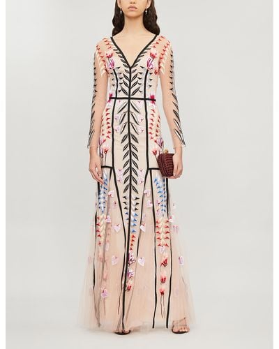 Temperley London Rosy Embroidered Tulle Maxi Dress - Multicolour