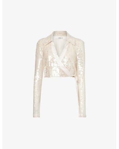 Jonathan Simkhai Sequin-embellished Cropped Knitted Top - White