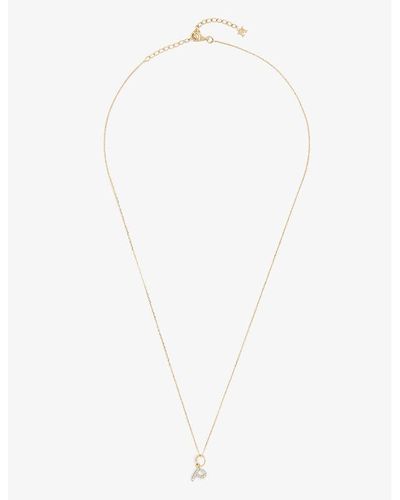 Mateo Initial P 14ct Yellow-gold And 0.15ct Diamond Pendant Necklace - White