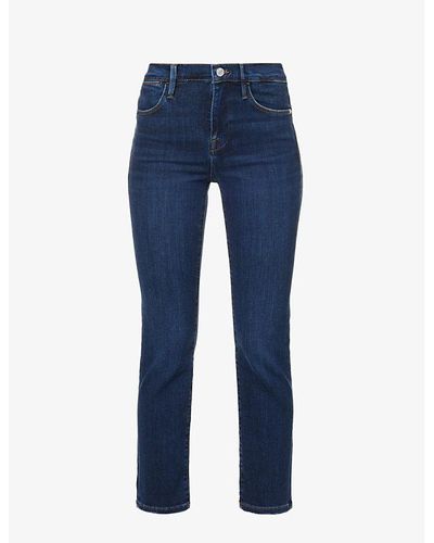 FRAME Le High Straight Slip-pocket High-rise Straight-leg Stretch-denim Jeans - Blue