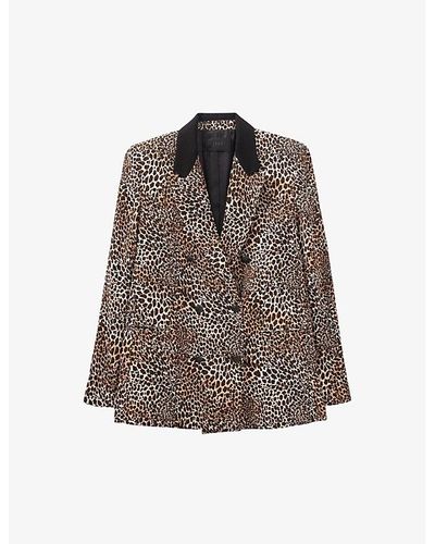IKKS Cognac Leopard-print Woven Blazer - Gray