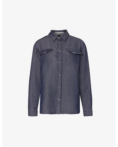 God's True Cashmere Unisex Flap-pocket Regular-fit Cashmere Denim-blend Shirt X - Blue