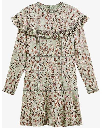 Ted Baker Orrsett Camo Fit-and-flare Recycled-polyester Mini Dress - White