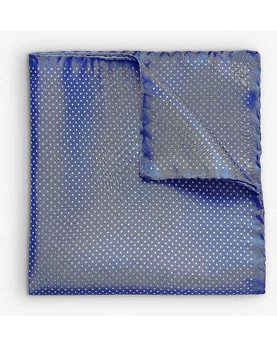Eton Polka-dot Silk Pocket Square - Blue
