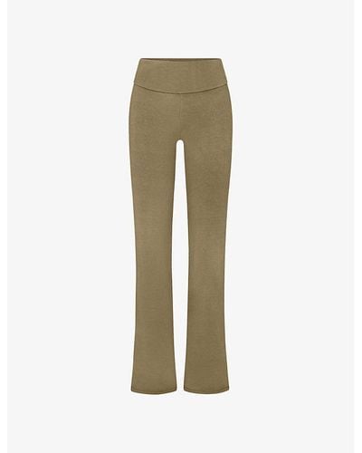 Skims Outdoor Basics High-rise Stretch Cotton-blend Pants X - Green