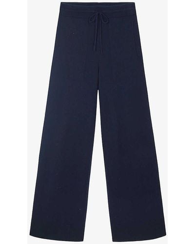 The White Company Wide-leg Drawstring-waist Wool-blend Trousers X - Blue