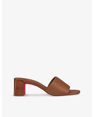 Christian Louboutin So Cl 55 Leather Heeled Mules - Brown