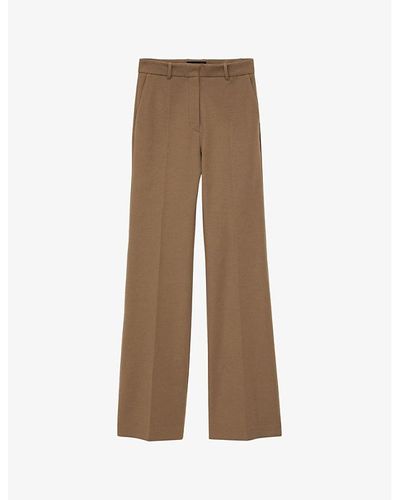 JOSEPH Bi-stretch Flare-leg Mid-rise Stretch-cotton Pants - Brown