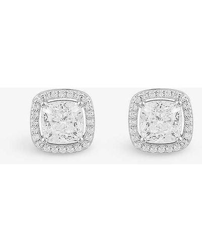 Apm Monaco Lumiere Square Sterling- And Pavé Zirconia Stud Earrings - White