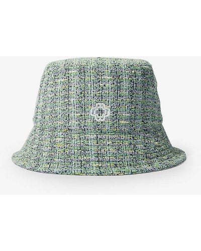 Maje Logo-embroidered Tweed Bucket Hat - Green