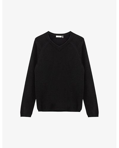 IKKS V-neck Regular-fit Wool-blend Sweater Xx - Black