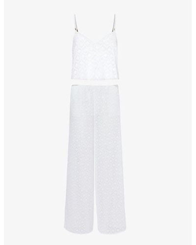 Bluebella Cassat Cami Semi-sheer Woven Pajama Set - White