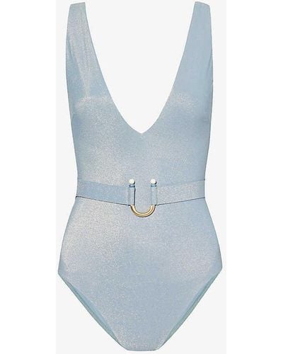 Zimmermann Waverly Plunge-neck Swimsuit - Blue