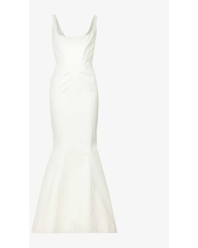 House Of Cb Estelle Corseted Satin Wedding Dress - White