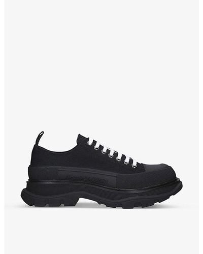 Alexander McQueen Tread Cotton-canvas Low-top Sneakers - Black