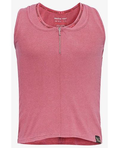 Martine Rose Double-layered Regular-fit Stretch-woven-blend Top - Pink