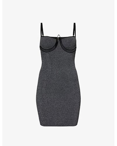 Dion Lee Underwired Cut-out Stretch-knit Mini Dres - Blue