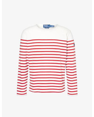 Polo Ralph Lauren Stripe-pattern Classic-fit Cotton-jersey T-shirt X - Red