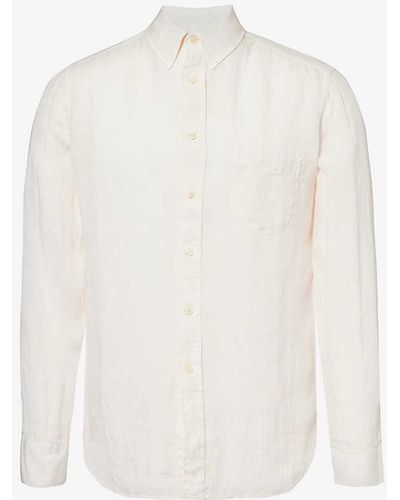 120% Lino Spread-collar Regular-fit Linen Shirt X - White
