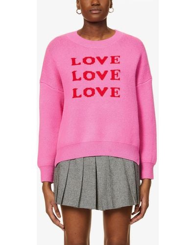 Never Fully Dressed Love Slogan-print Knitted Jumper - Pink