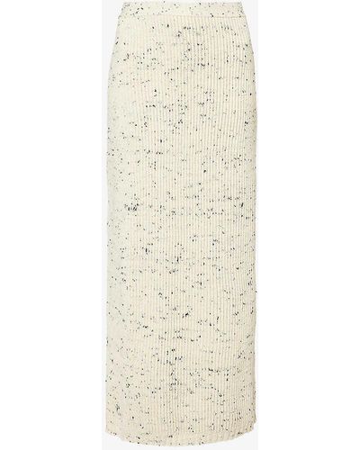 Bottega Veneta Ribbed High-waist Wool-blend Midi Skirt - White