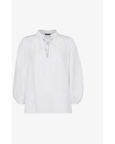 Whistles Tie Neck Relaxed-fit Woven Blouse - White