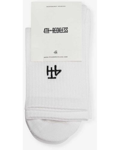4th & Reckless Brand-pattern Bamboo-blend Knitted Socks - White