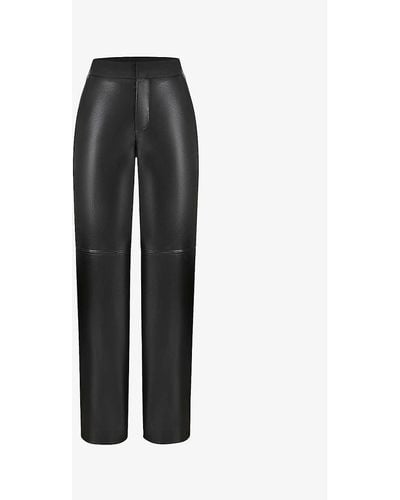 House Of Cb Omaria Wide-leg Mid-rise Pu-leather Trousers - Black