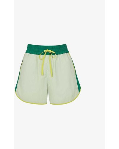 Whistles Colour-blocked High-rise Stretch-shell Shorts - Green